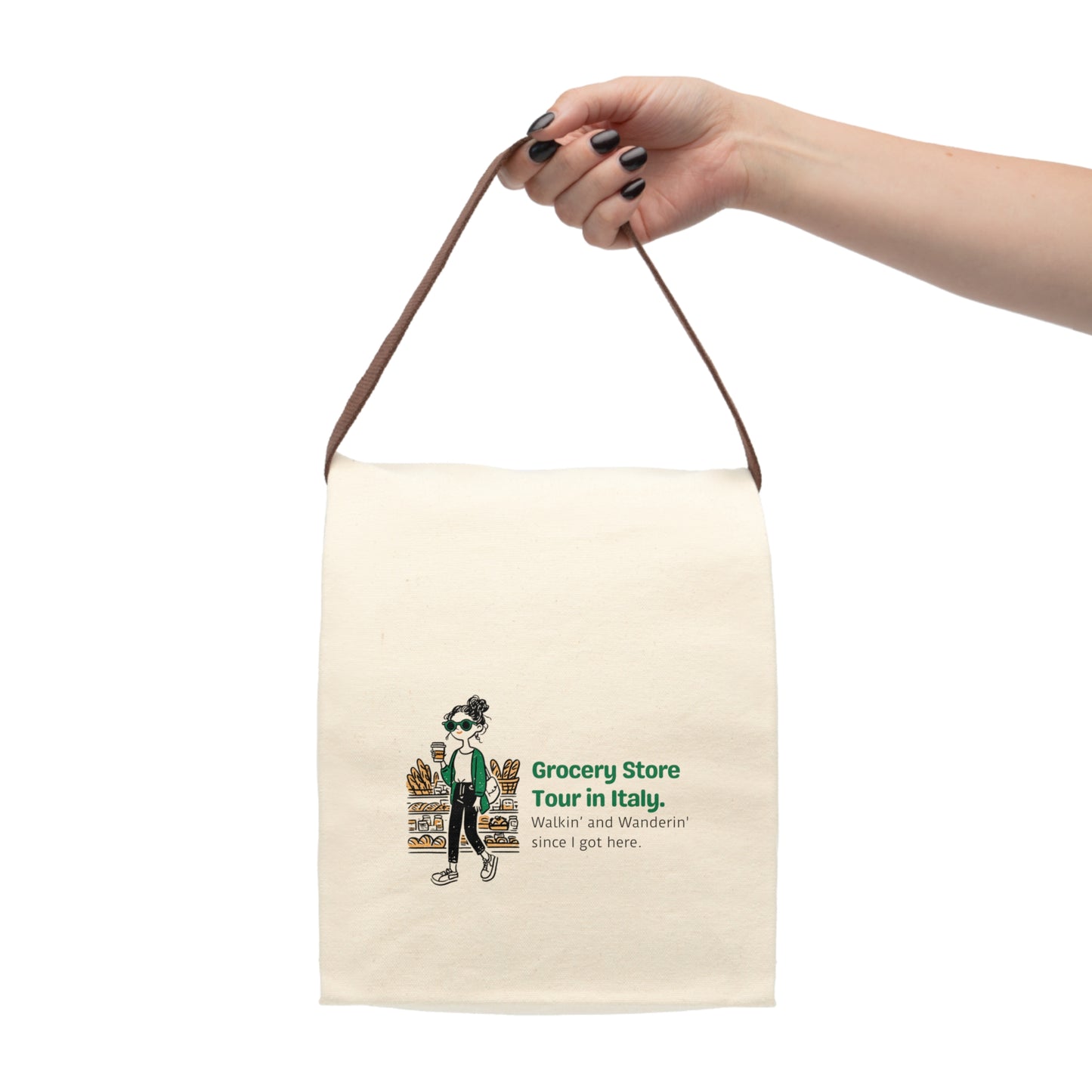 Italian Grocery Store Tour. Canvas Lunch Bag. Lunch Box, Road Trip Container, Italian Sandwhich