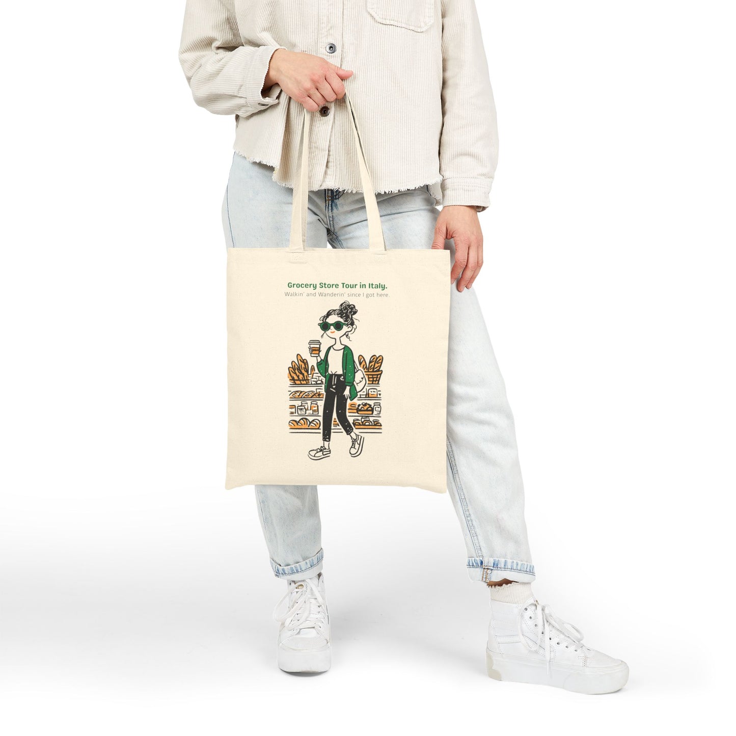Italian Grocery Store Tour. Cotton Canvas Tote Bag.