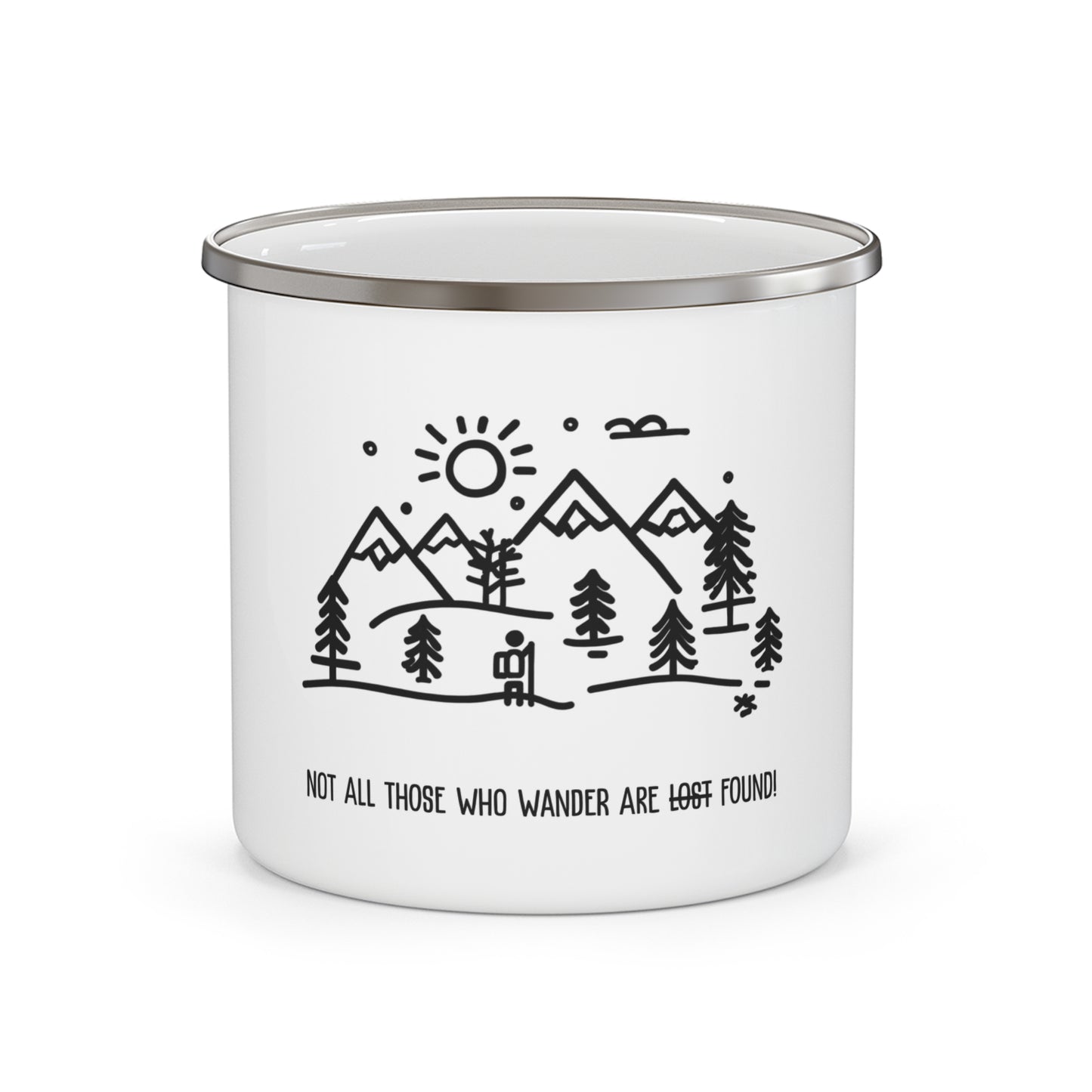 Enamel Camping Mug. Not All Those Who Wander Are Found!