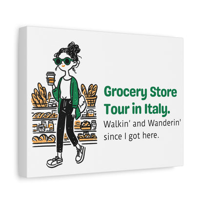 Italian Grocery Store Tour. Canvas Wall Art.