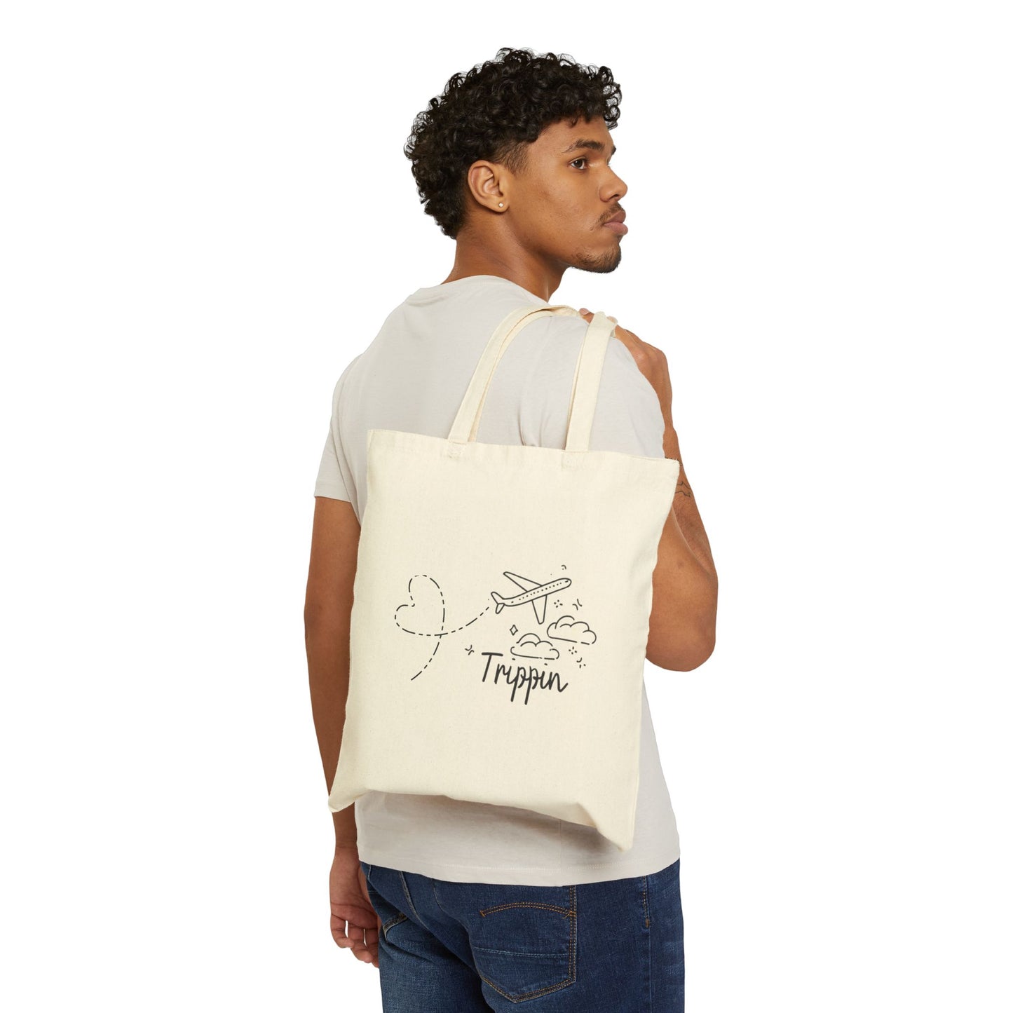 Trippin' Travel Tote Bag. Unisex Cotton