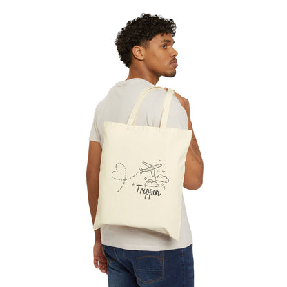 Trippin' Travel Tote Bag. Unisex Cotton