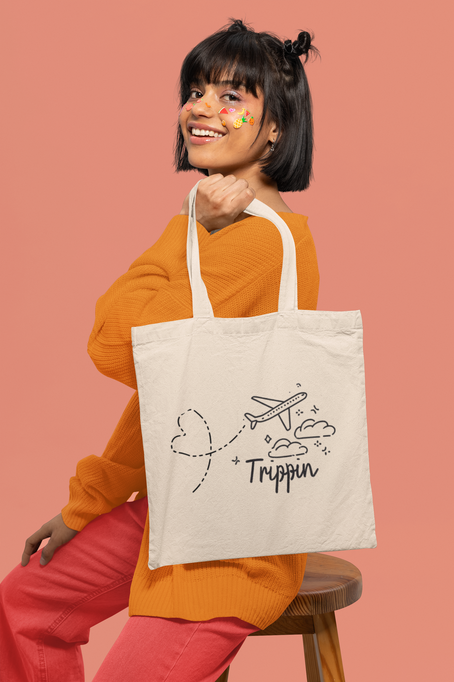 Trippin' Travel Tote Bag. Unisex Cotton