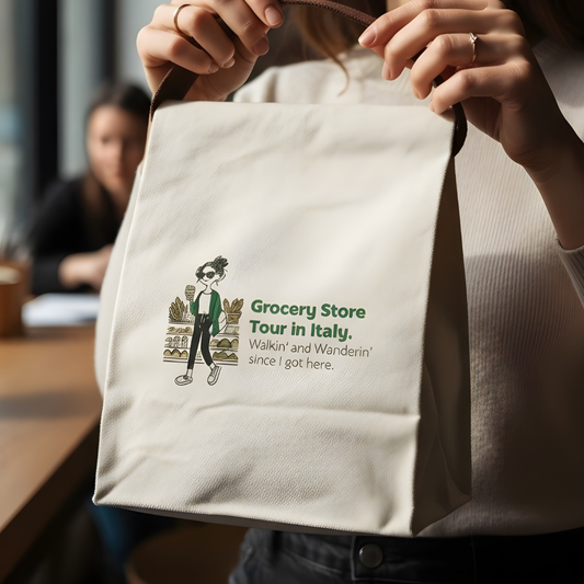 Italian Grocery Store Tour. Canvas Lunch Bag. Lunch Box, Road Trip Container, Italian Sandwhich