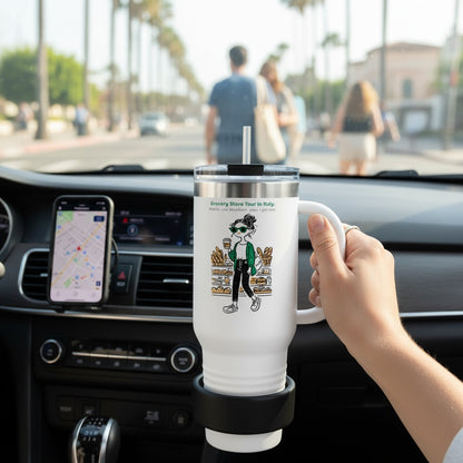 Italian Grocery Store Tour -  Insulated Travel Mug. Travel Mug, Funny Design.