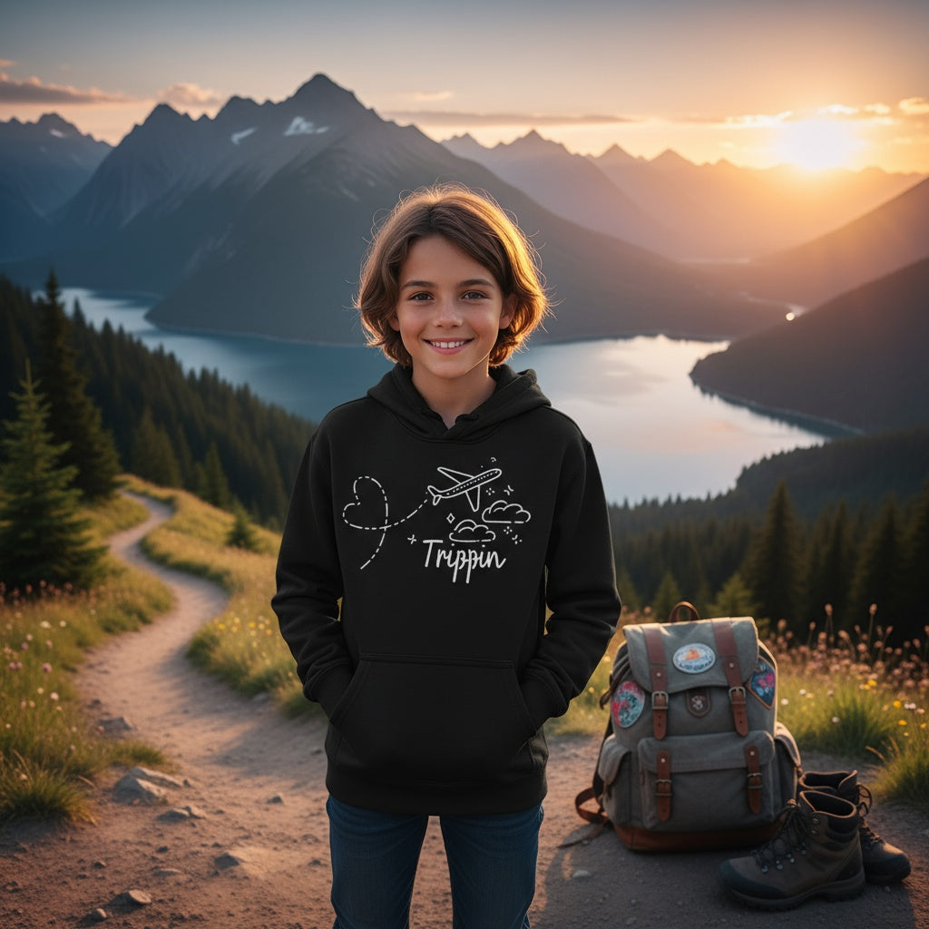 Trippin | Travel-Inspired Youth Hoodie.