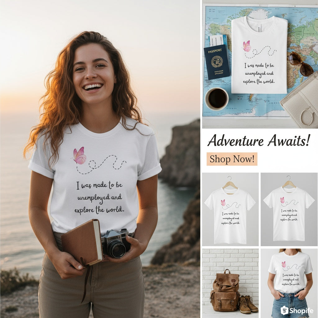 Travel T-Shirt - I Was Made To Be Unemployeed & Explore The World