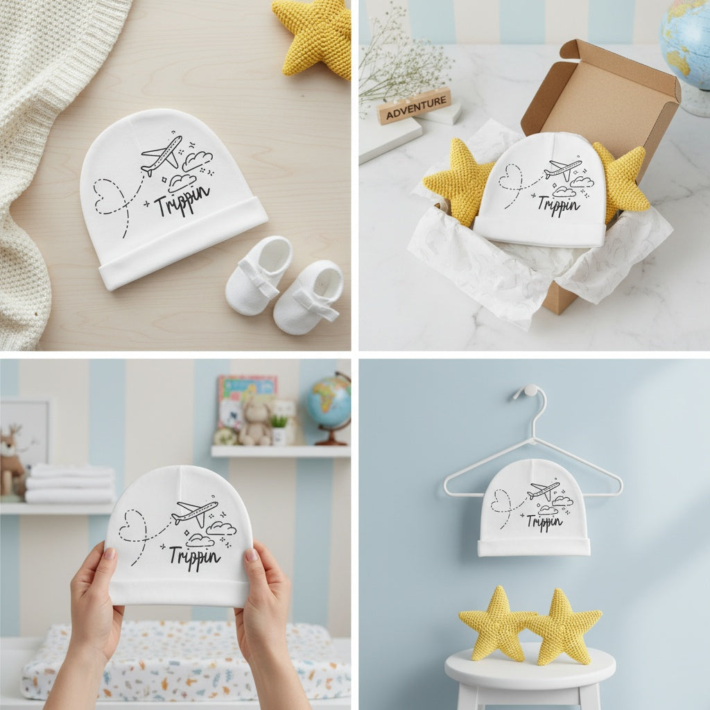 Trippin' Unisex Baby Beanie. Unique Design, Cool Parents.