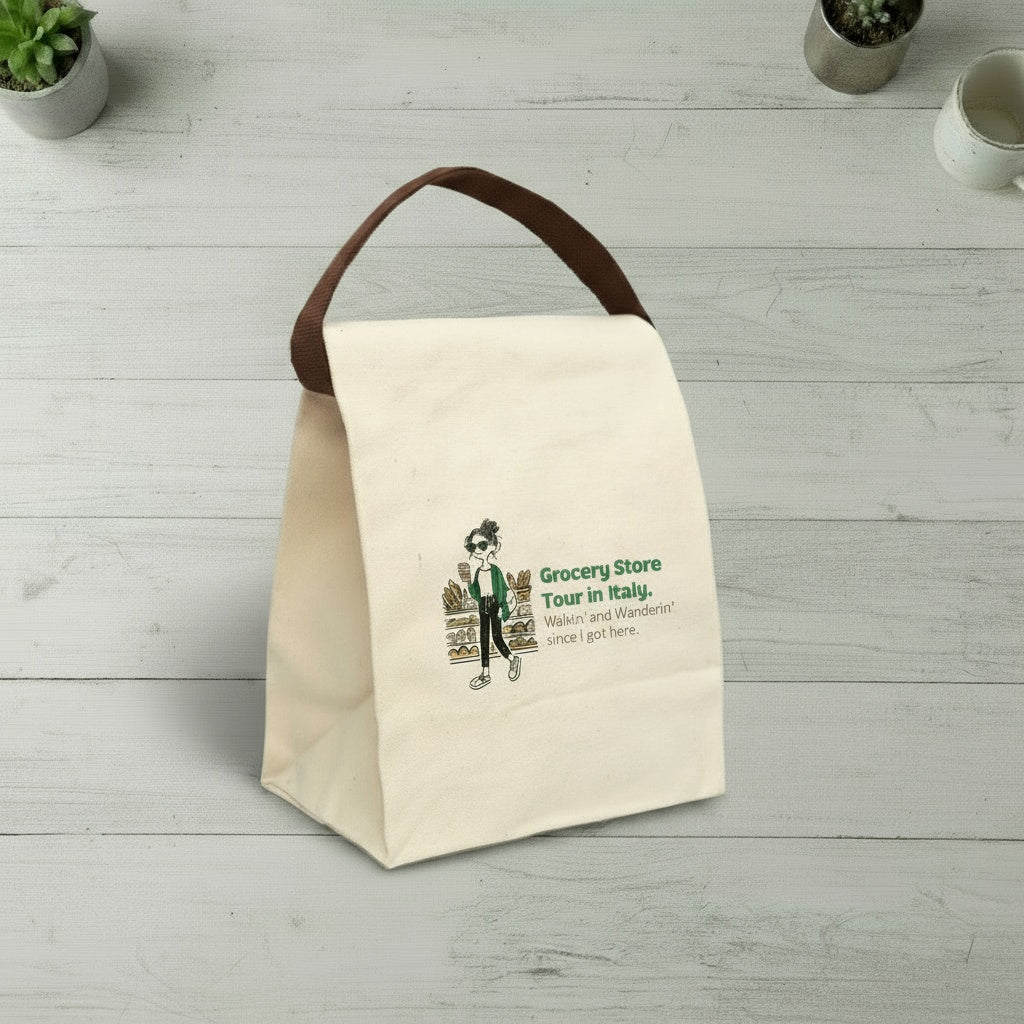 Italian Grocery Store Tour. Canvas Lunch Bag. Lunch Box, Road Trip Container, Italian Sandwhich