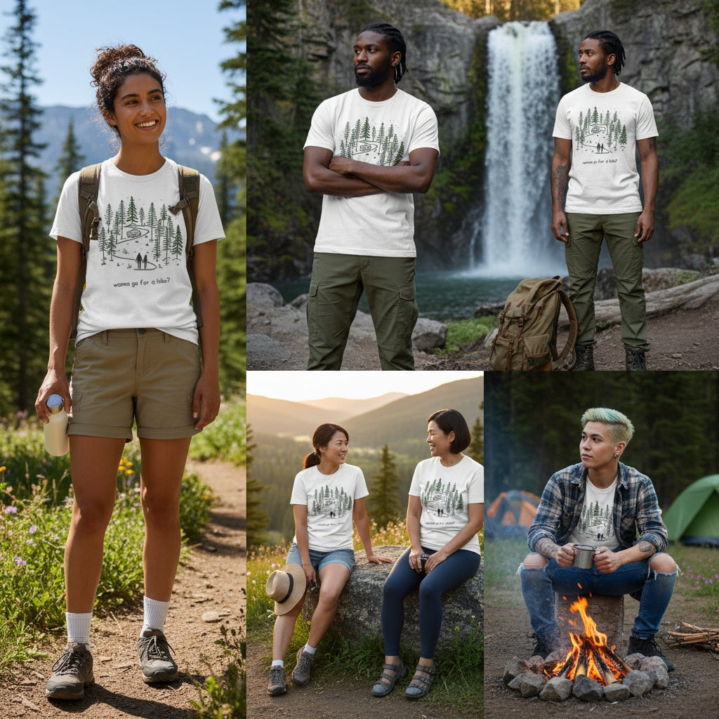 Unisex Hiking T-Shirt. Wanna Go For A Hike?