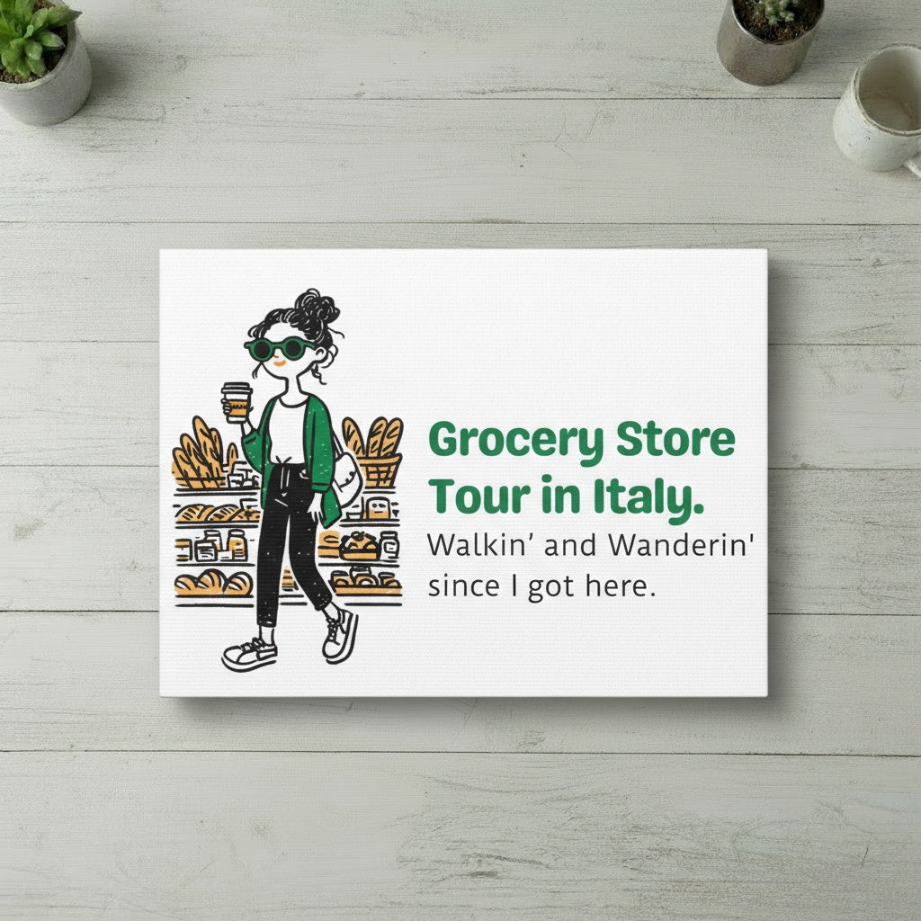 Italian Grocery Store Tour. Canvas Wall Art.