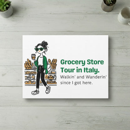 Italian Grocery Store Tour. Canvas Wall Art.