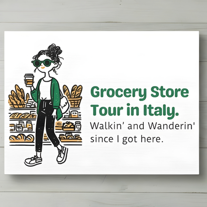 Italian Grocery Store Tour. Canvas Wall Art.