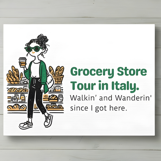 Italian Grocery Store Tour. Canvas Wall Art.