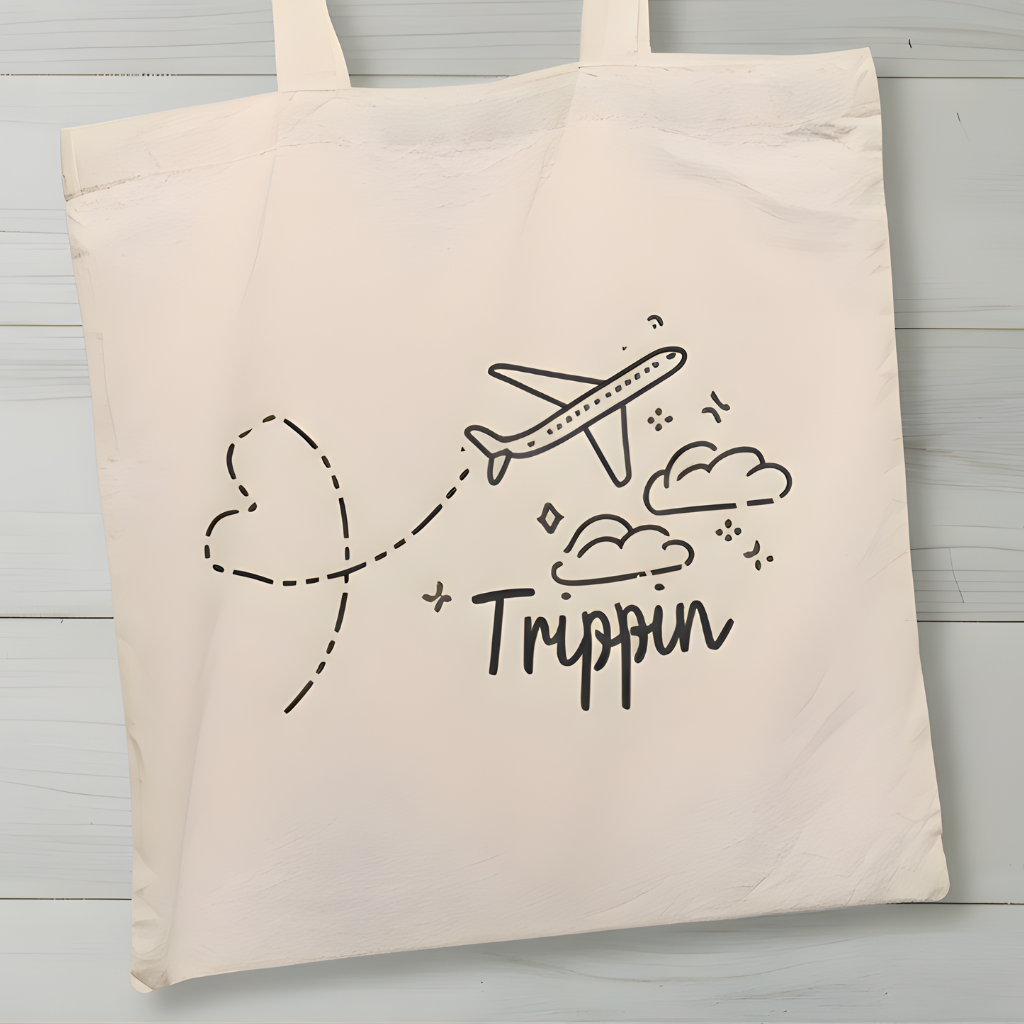 Trippin' Travel Tote Bag. Unisex Cotton